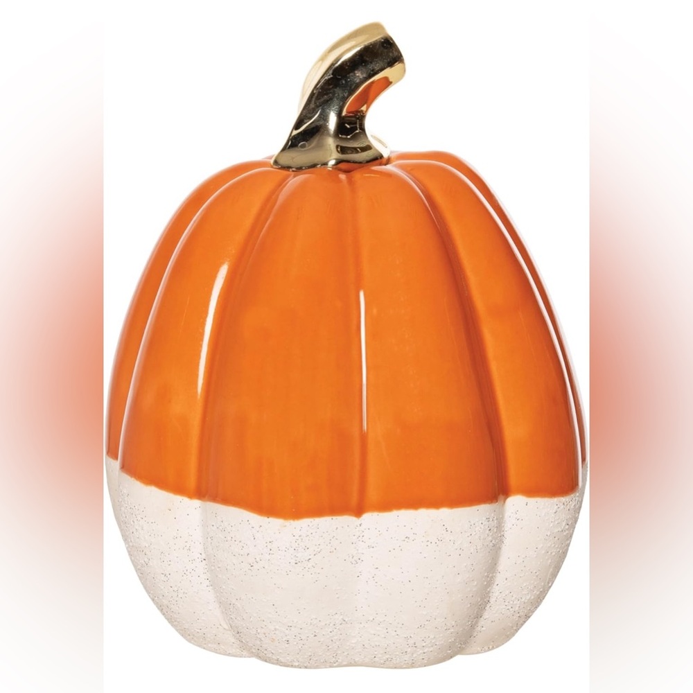 Gallerie II Orange/White Narrow Pumpkin Figurine Orange and White COLLECTABLE
